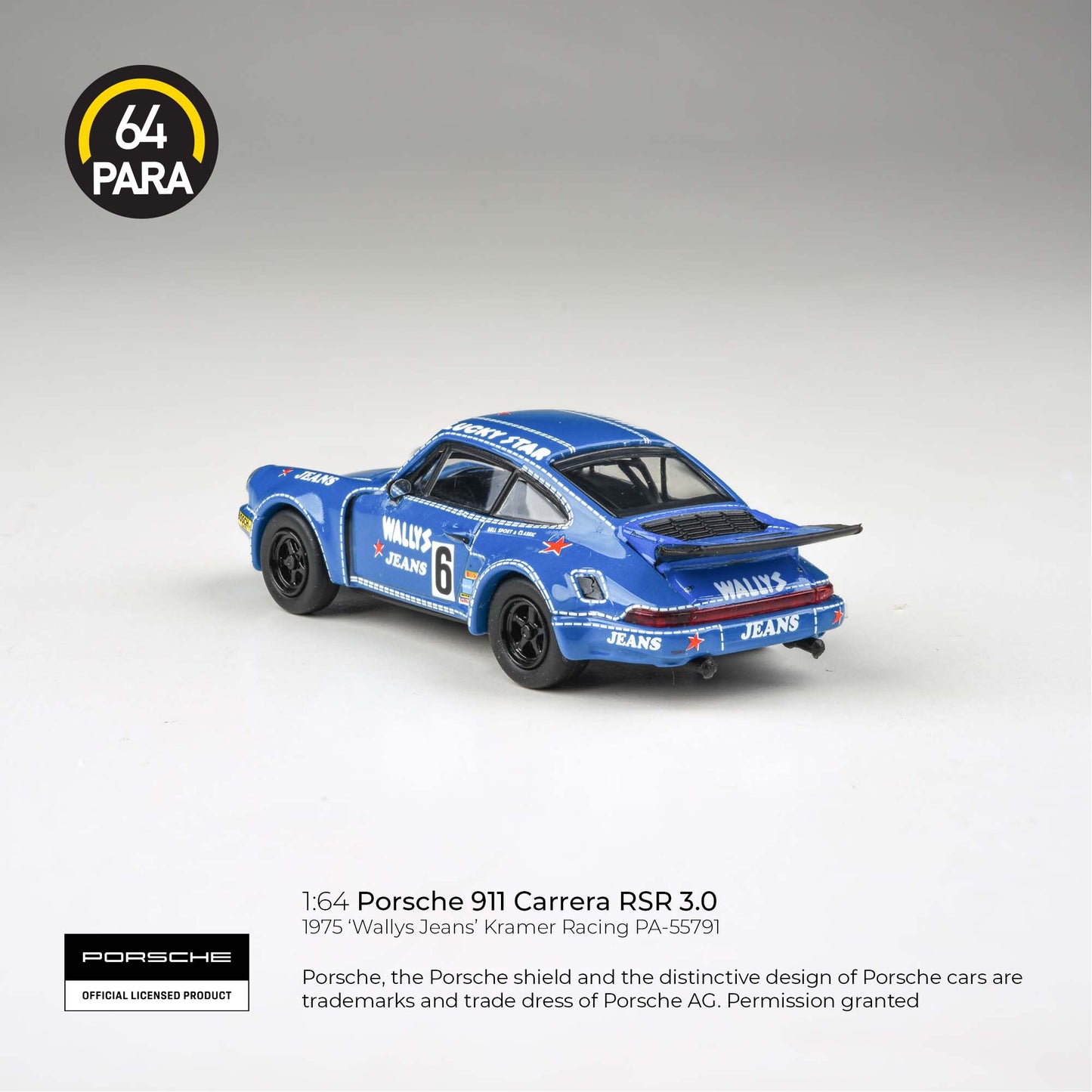 1975 Porsche 911 3.0 RSR 'Wally's Jeans' Para 64 1:64 Scale