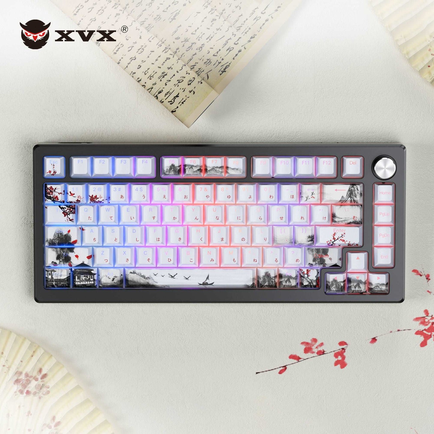 XVX Plum Blossom Cherry Profile Double shot 5-sided Dye-Sub PBT Keycap Set (127-Key)