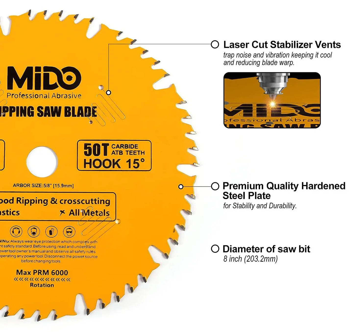 USA Warehouse Shipping Within 24h 10inch 50Tooth Miter Saw Blade Tools Woodcutting 5/8in Arbor Carbide Ripping Tico Cutting