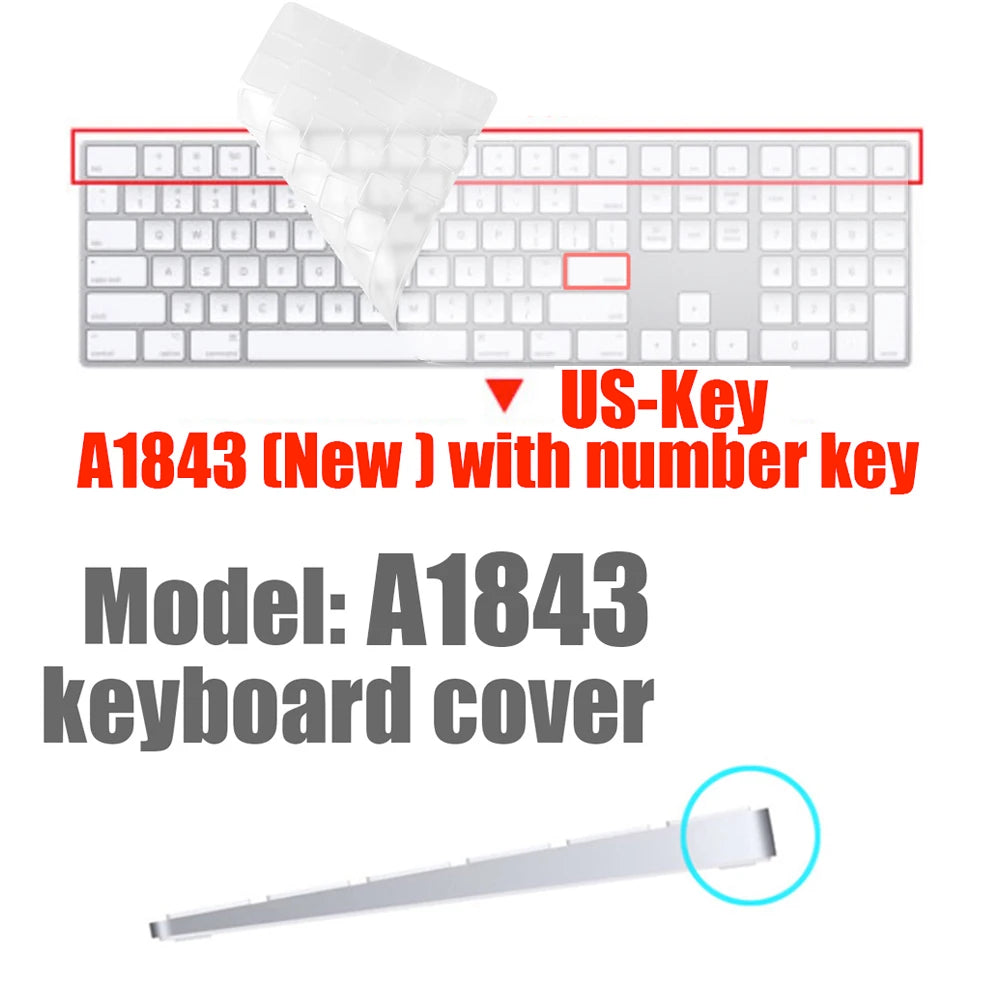For 2021 iMac Wired Apple Keyboard A2449 A2450 A1243 A1843 MB110LL/B with Numeric Keypad Silicone keyboard Cover Protector Skin