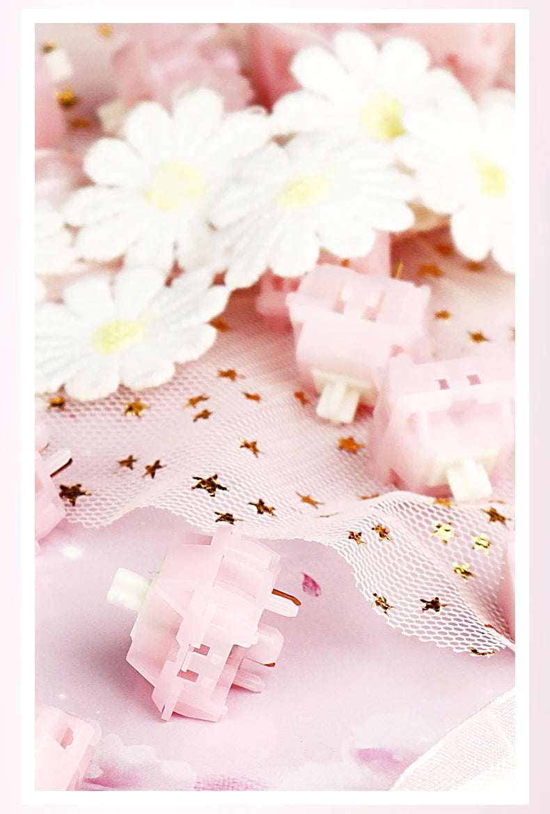 MMD Princess Silent Pink Switch 5 Pin Linear 32g Switches 21mm Spring Lubricated LY PC Mechanical Keyboard Switch Type Fast Mute