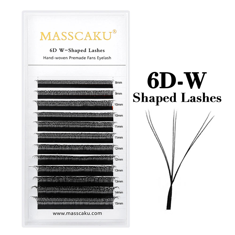 MASSCAKU W Shape 3D 4D 5D Premade Volume Easy Fans Nature Soft Light Individual Lashes Clover Bloom False Eyelashes Extension