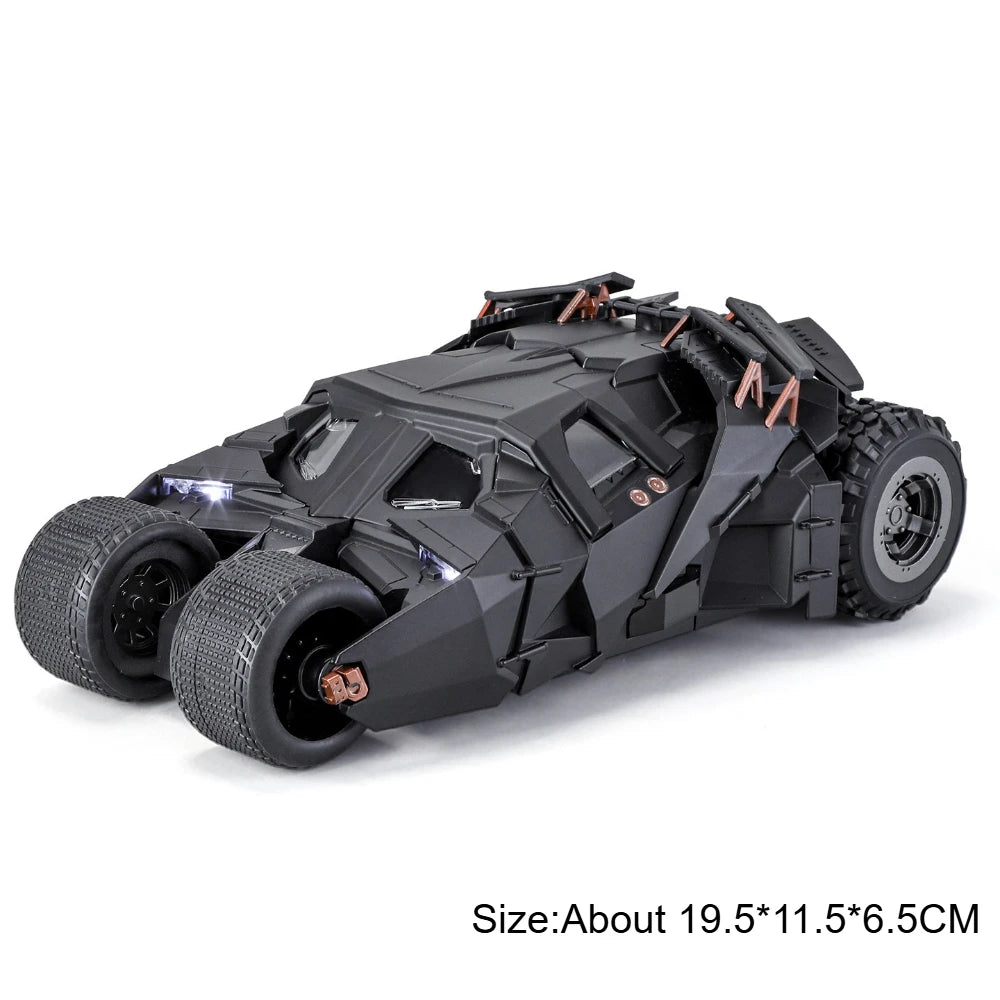 Alloy 1:24 Batmobile Diecast Model Toys Car Collectible Sound Light Doors Opened Rear Wheel Suspension Armored Cars for Kid Gift