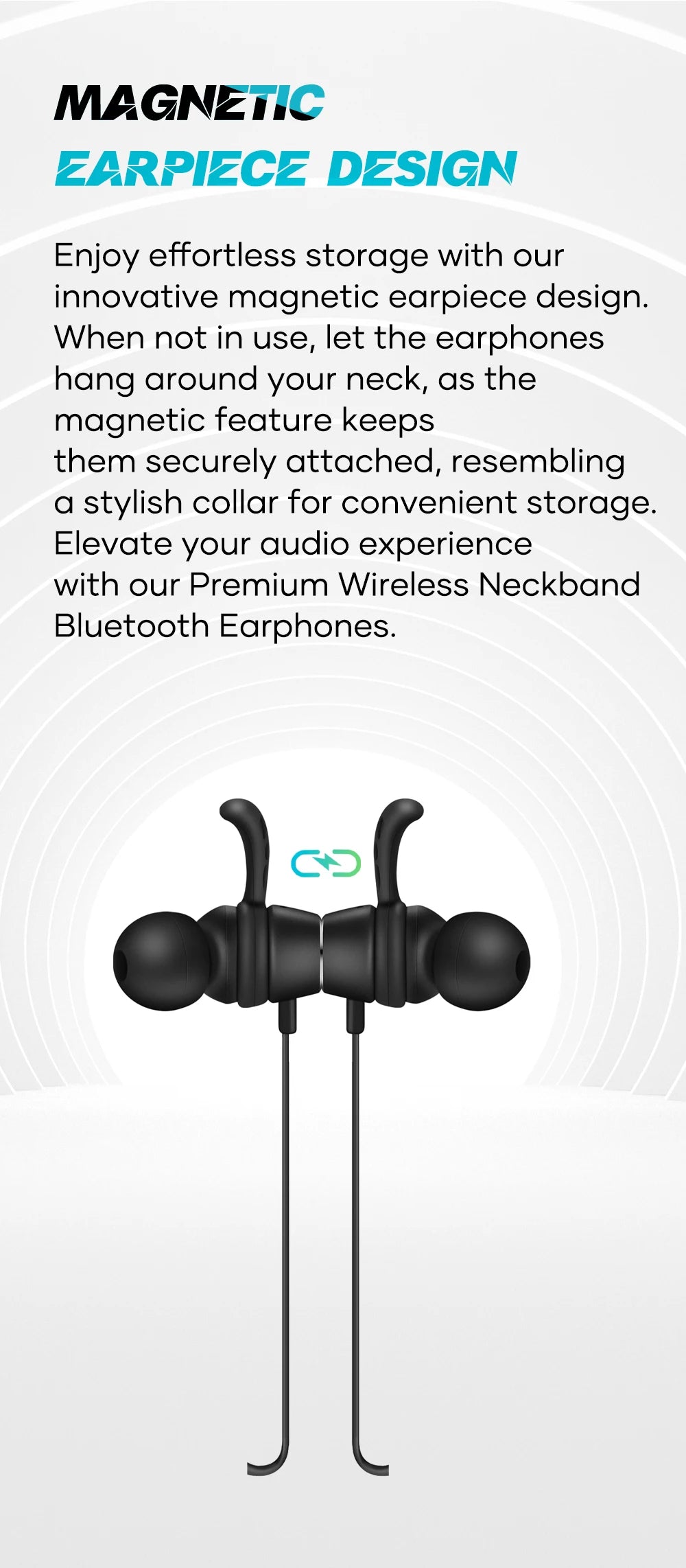 Wavefun Flex Pro Ultimate Quick Charging Bluetooth Earphone V5.3 Wireless Headphones Neckband Stereo Earbuds TWS Mode with Mic