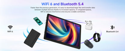 Android 15 Tablet 10 Inch OS GMS Certified Tablets 1.8 GHz 5-Core 20GB RAM 64 GB ROM 1TB Expand WiFi 6 Bluetooth 5.4 Dual Camera