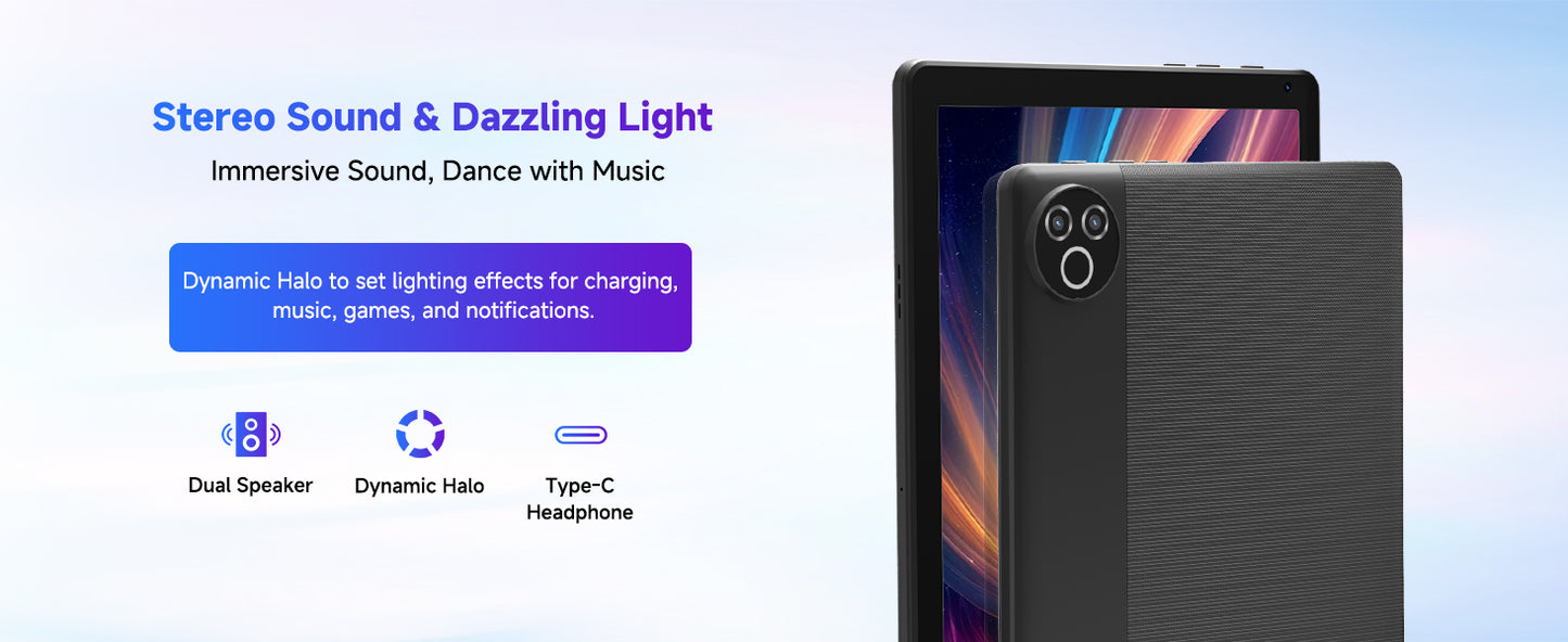 Android 15 Tablet 10 Inch OS GMS Certified Tablets 1.8 GHz 5-Core 20GB RAM 64 GB ROM 1TB Expand WiFi 6 Bluetooth 5.4 Dual Camera