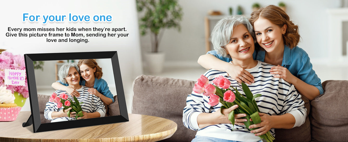 SSAWIFIFRAME Digital Photo Frame 10.1 inch WiFi Digital Picture Frame IPS Touch Screen 32GB Storage Auto-Rotate