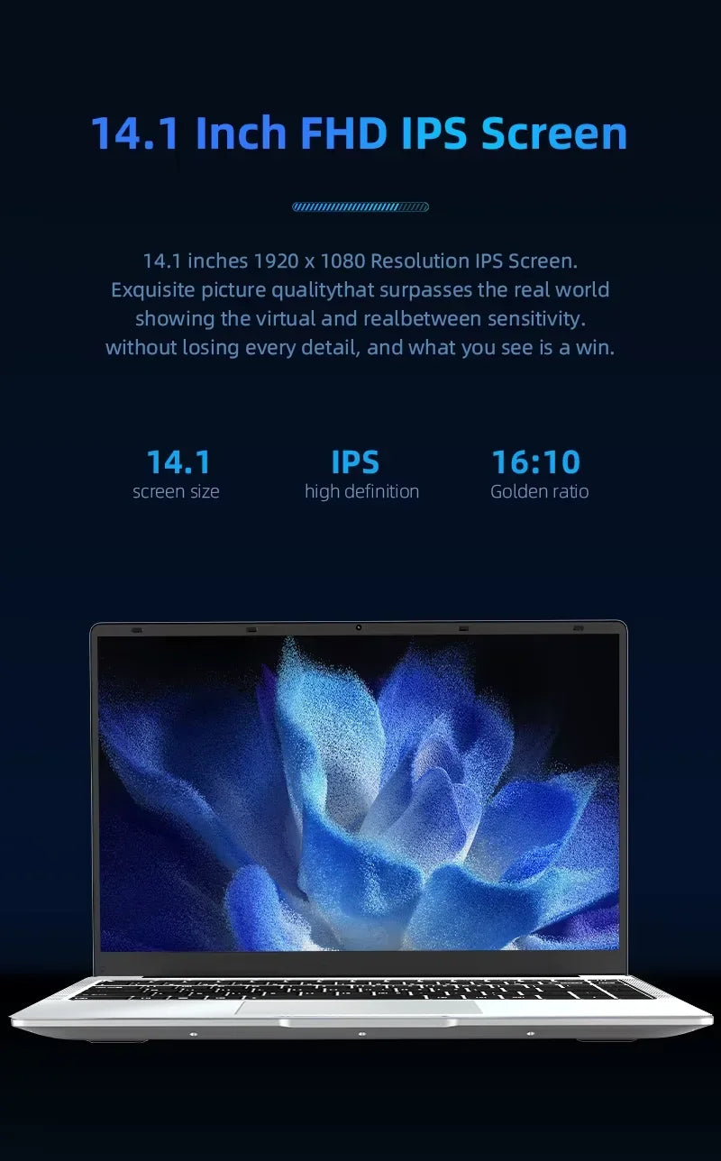 14.1 Inch Intel Core I7 7500U 1080P Windows 11 Laptop Computer PC 12GB DDR4 512GB 1TB SSD Office Notebook Gaming laptops