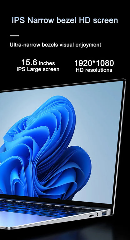 Ultra Slim Laptop 15.6" N95 32GB RAM 2048GB SSD Notebook Gamer 7500mAh Battery Office Study Computer PC Windows 11 Pro