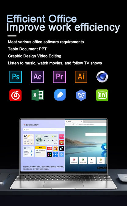 Ultra Slim Laptop 15.6" N95 32GB RAM 2048GB SSD Notebook Gamer 7500mAh Battery Office Study Computer PC Windows 11 Pro