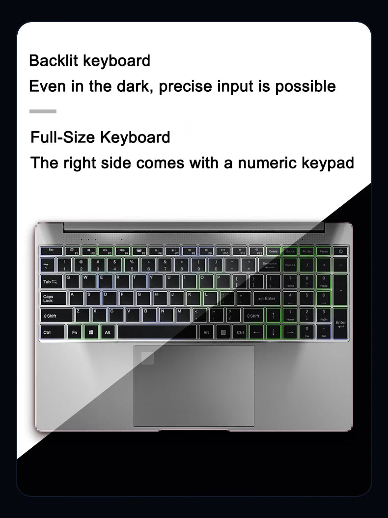 Ultra Slim Laptop 15.6" N95 32GB RAM 2048GB SSD Notebook Gamer 7500mAh Battery Office Study Computer PC Windows 11 Pro