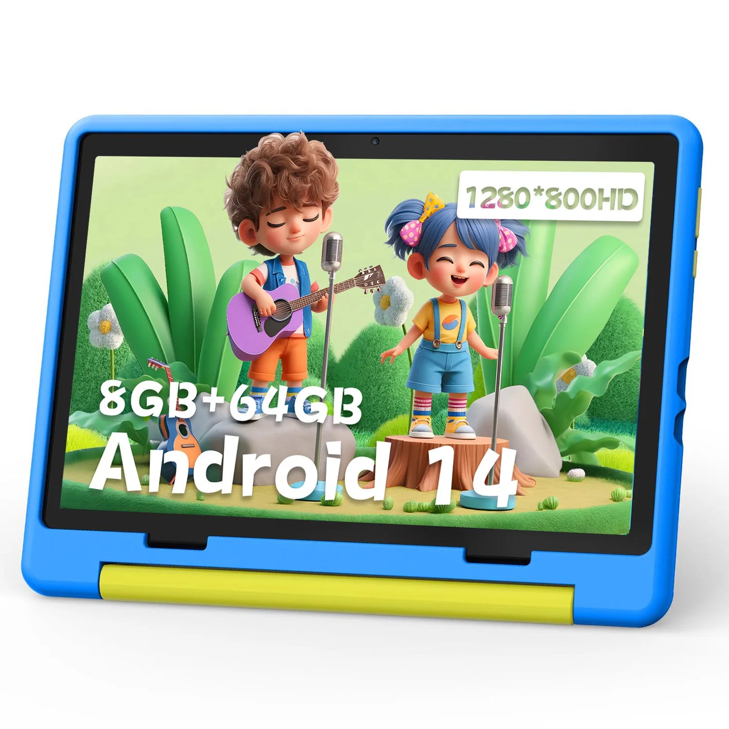 KT1016 Kid Tablet 10.1 inch Android 14 Quad Core 8GB RAM 64GB ROM 1TB Expand WiFi Bluetooth Children's Gift Kids Software PC Pad