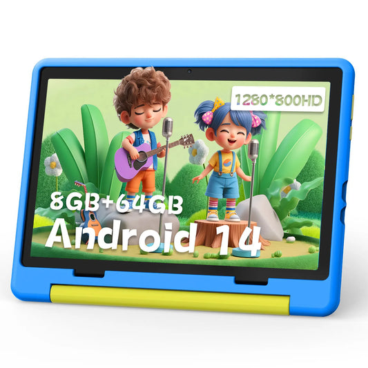 KT1016 Kid Tablet 10.1 inch Android 14 Quad Core 8GB RAM 64GB ROM 1TB Expand WiFi Bluetooth Children's Gift Kids Software PC Pad