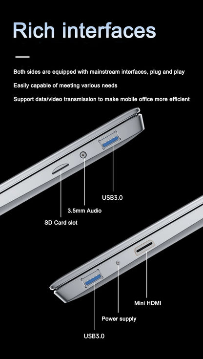 Ultra Slim Laptop 15.6" N95 32GB RAM 2048GB SSD Notebook Gamer 7500mAh Battery Office Study Computer PC Windows 11 Pro