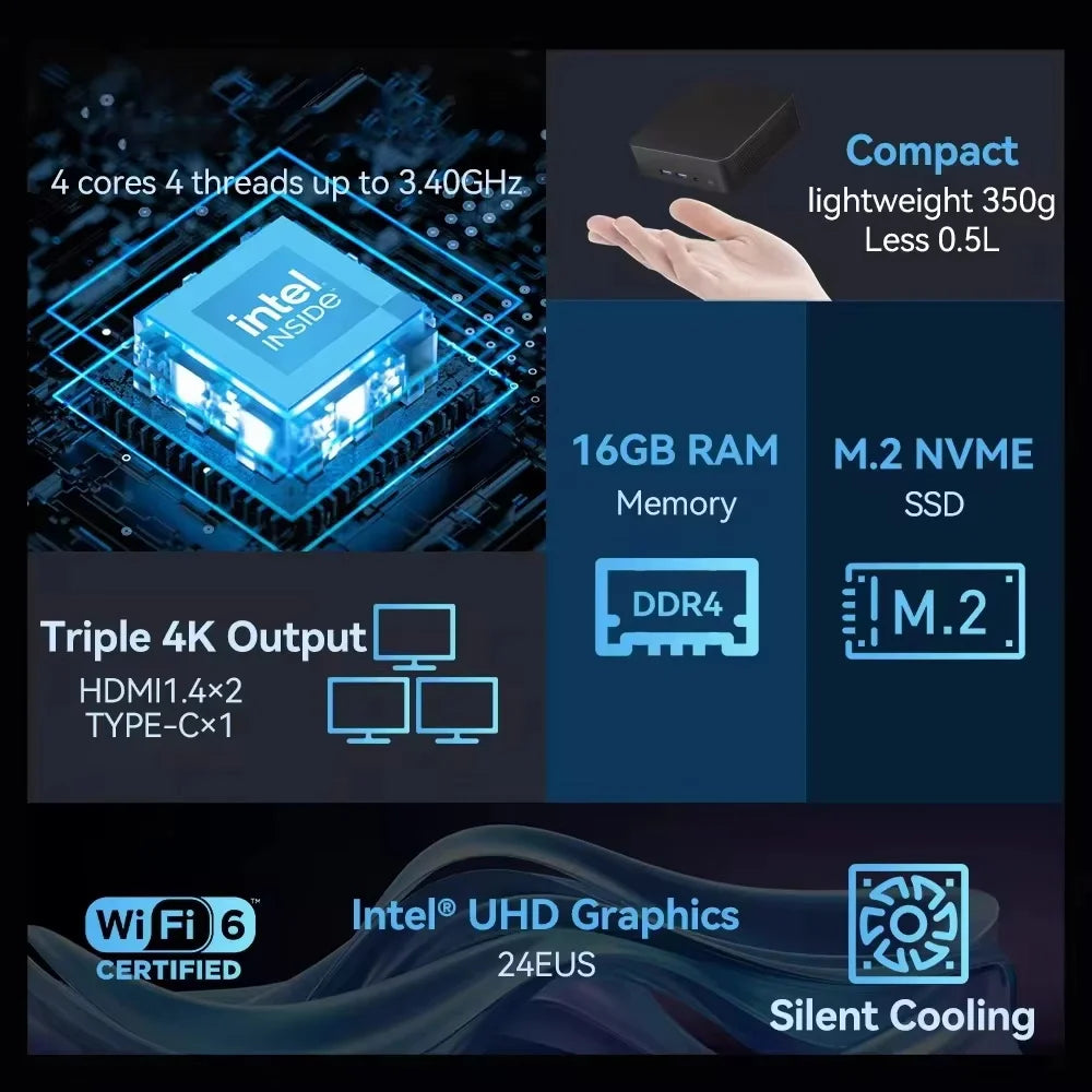 Portable Mini PC Gamer Intel Core i9 8950HK Windows 11 Pro Mini Computer 16GB RAM 512GB 1TB SSD 1000M Ethernet Gaming PC Desktop