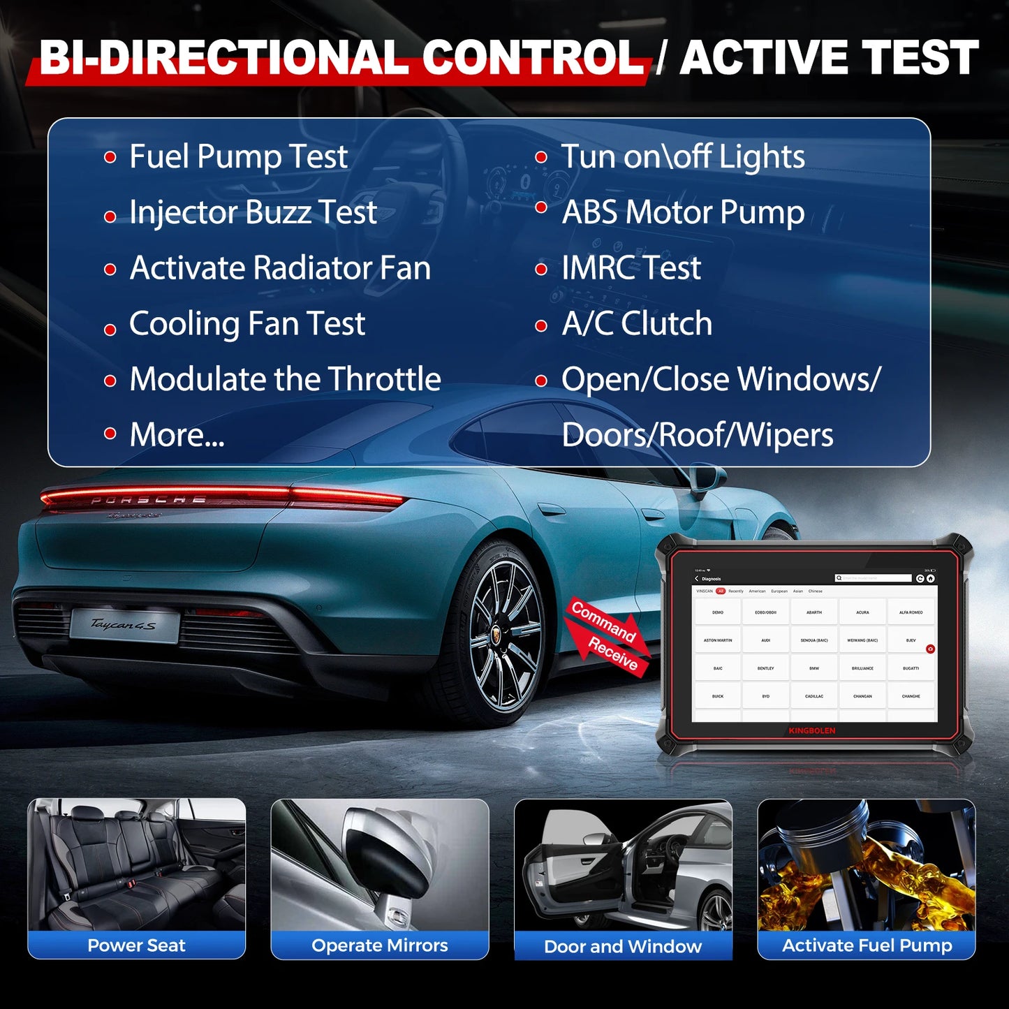 USA EU Warehouse Kingbolen K10 PRO Full System OBD2 Scanner Car Diagnostic Tools 40 Resets Resets ECU Coding Active Test