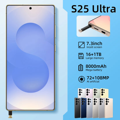 S25 Ultra 5G Smartphone 7-3 Inch Big Screen 12GB+512GB Android 15 Brand New Original OLED LTE 65W Quick Charge
