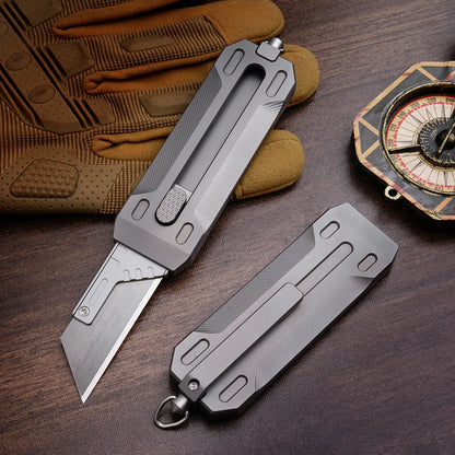 Portable Outdoor Titanium Telescopic Knife  Utility Push-Pull Pocket Knife Durable EDC Tactical Knife