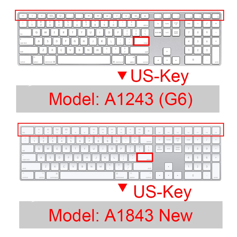 For 2021 iMac Wired Apple Keyboard A2449 A2450 A1243 A1843 MB110LL/B with Numeric Keypad Silicone keyboard Cover Protector Skin