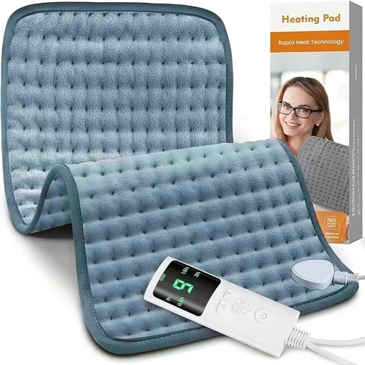 Electric Heating Pad for Back Pain & Period Cramps - 9 Heat/4 Timers, Washable, Moist/Dry, 12x24" (Gift)