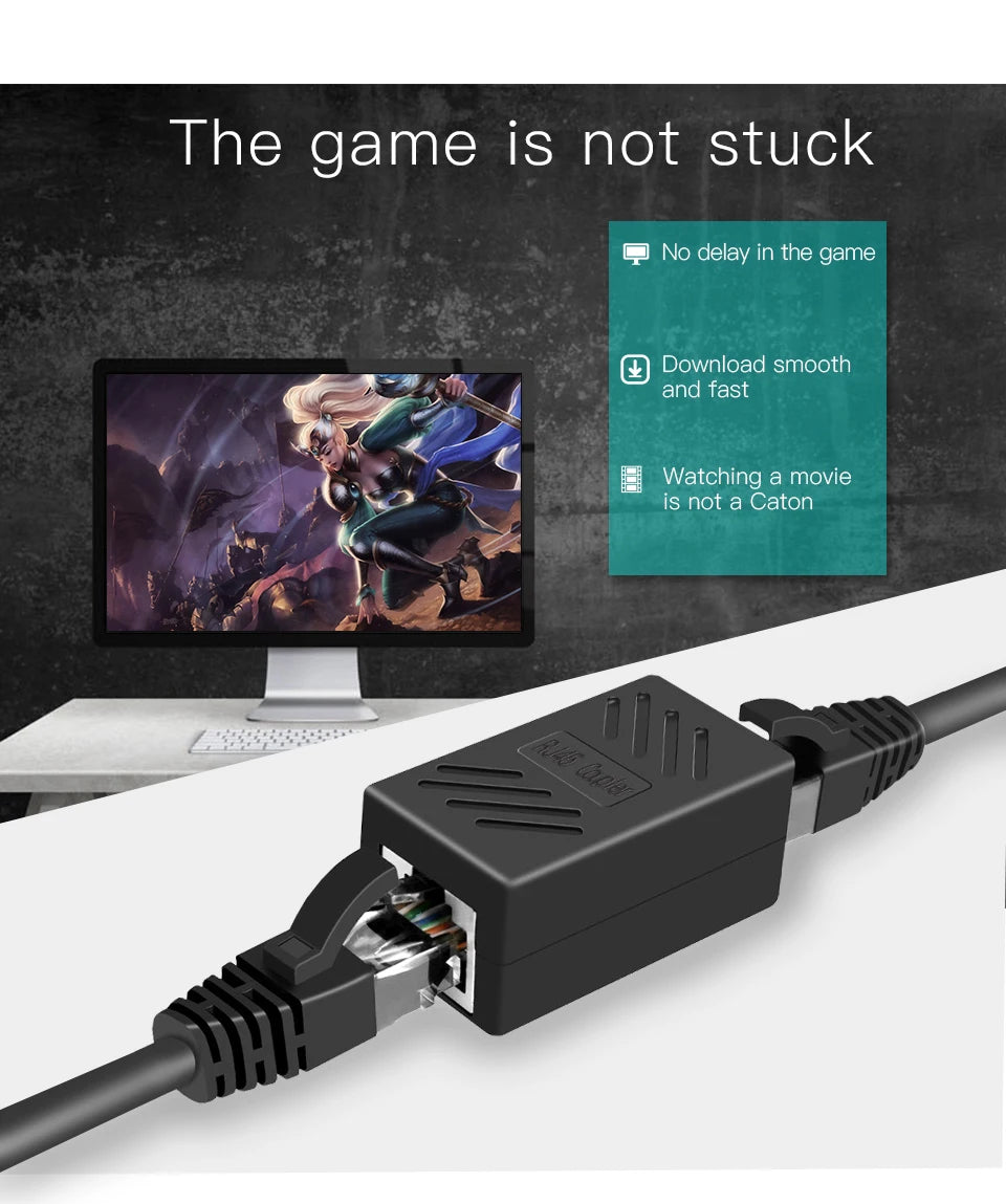 ONTi RJ45 Connector Cat7/6/5e Ethernet Adapter 8P8C Network Extender Extension Cable for Ethernet Cable Female to Female