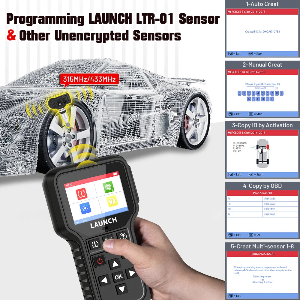 USA EU Warehouse Launch CRT501IE TMPS Sensor Car Obd2 Elm327 Scanner Automotriz Code Reader Diagnostic Tools