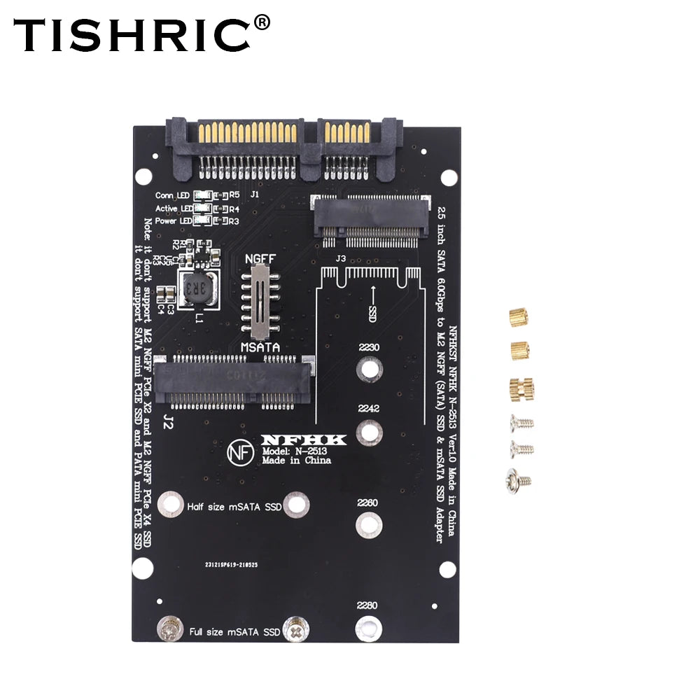 TISHRIC M.2 NGFF MSATA SSD To 2.5 Inch SATA 6.0Gbps 2 In 1 Adapter Converter Card Support PC Laptop Hard Disk Diagram