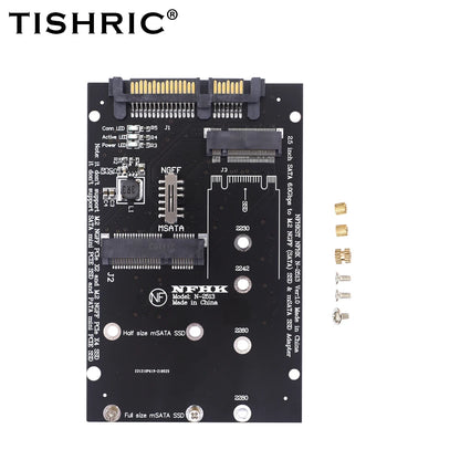 TISHRIC M.2 NGFF MSATA SSD To 2.5 Inch SATA 6.0Gbps 2 In 1 Adapter Converter Card Support PC Laptop Hard Disk Diagram