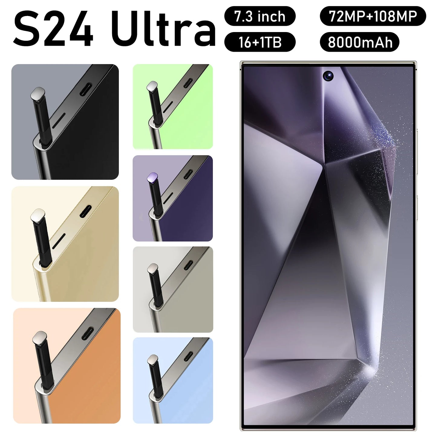 New Release S24 5G Smartphone 3x Optical Zoom 30x Digital Zoom AI Editing for Distant Shots