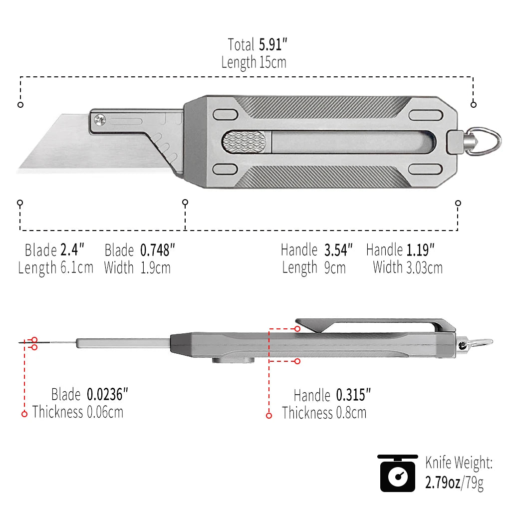Portable Outdoor Titanium Telescopic Knife  Utility Push-Pull Pocket Knife Durable EDC Tactical Knife