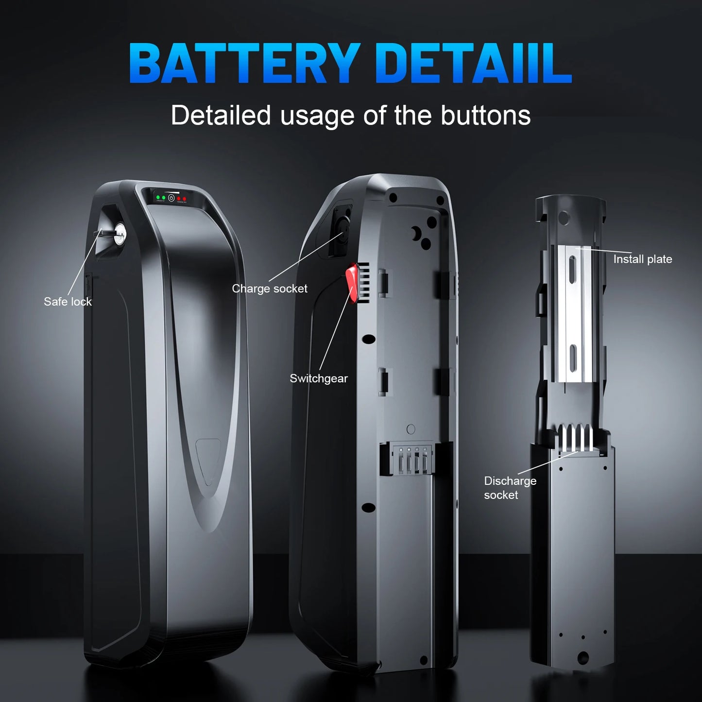 EU US Stock Downtube Ebike Battery Electric Bicycle 48V 17.5Ah Downtube E-Bike Lithium Ion Battery Pack 36V 48V 10AH 13AH 17.5AH