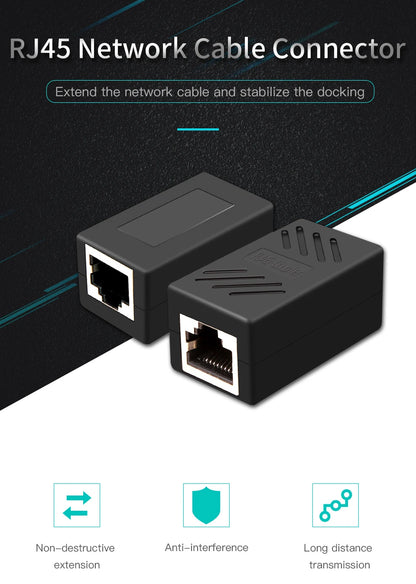 ONTi RJ45 Connector Cat7/6/5e Ethernet Adapter 8P8C Network Extender Extension Cable for Ethernet Cable Female to Female