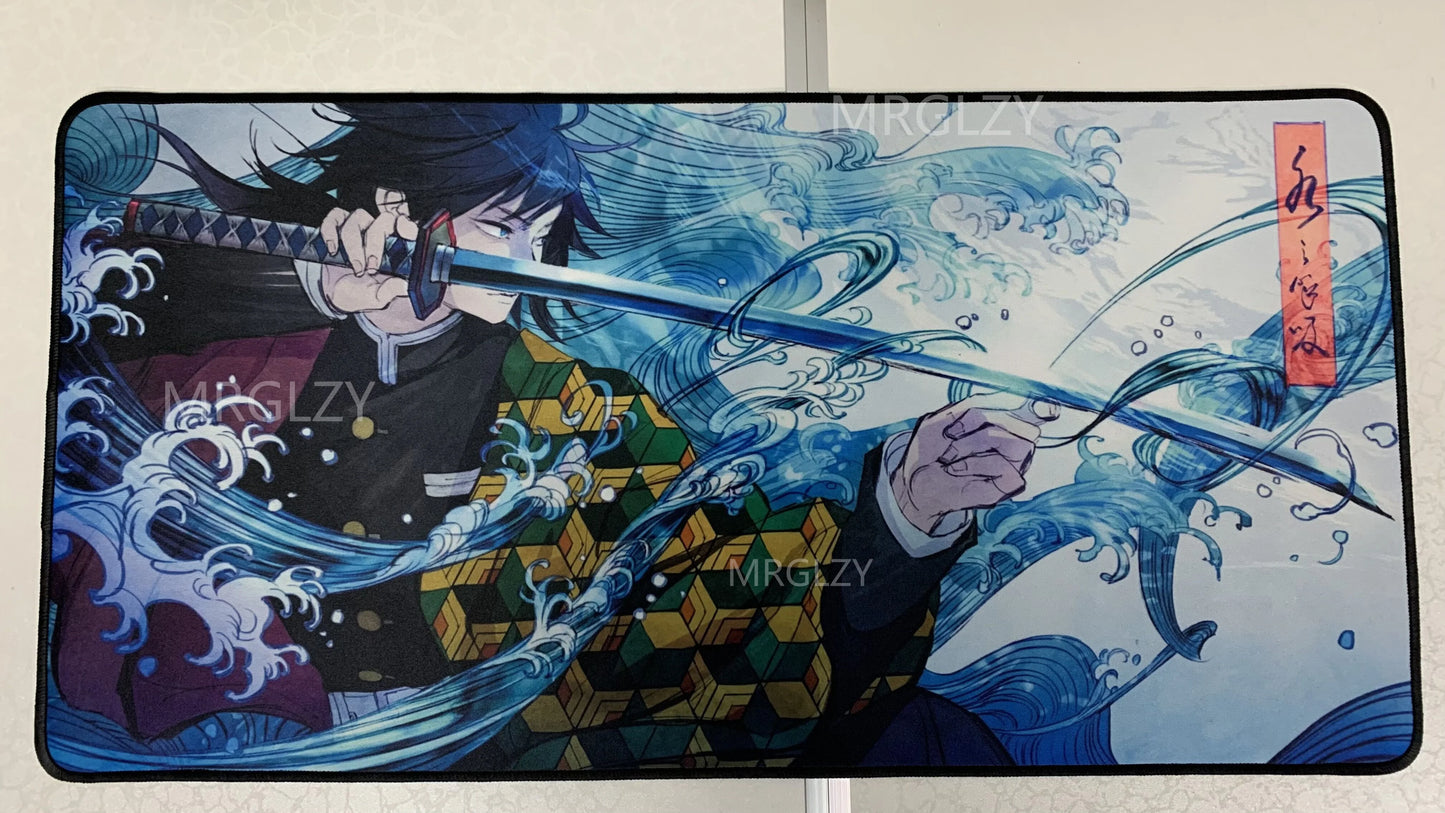 MRGLZY Tomioka Giyuu Mouse Pad Hot Anime Demon Slayer Large Carpet DeskMat Computer Gamer Gaming Peripheral Accessories MousePad
