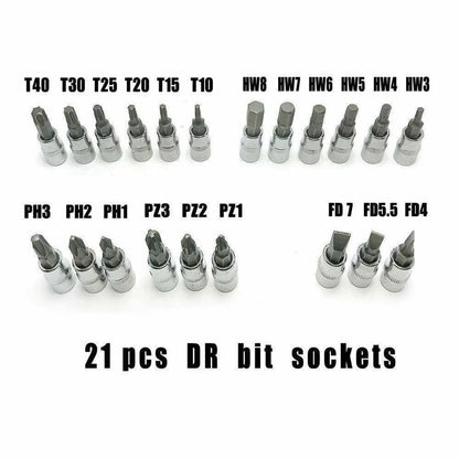 46-Pieces Multi-Functional Metric Drive Socket Wrench Set DIY Auto Repair Tool Kit Red Case Hand Tools Ratchet Extensions OEM