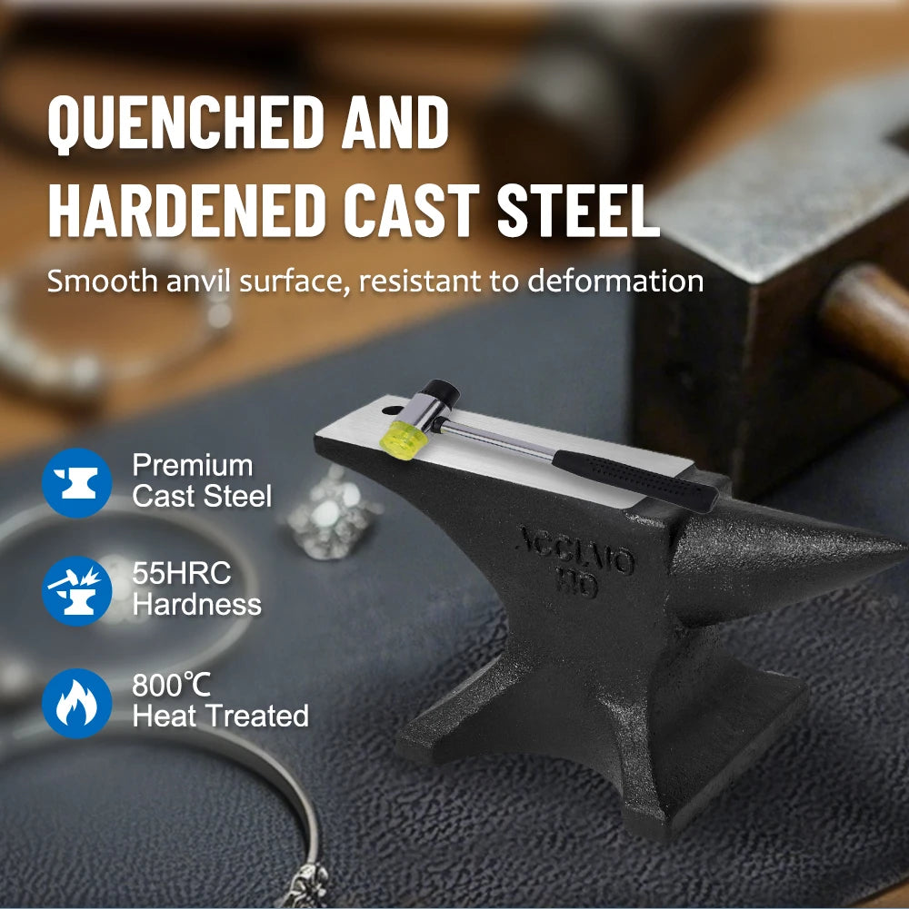 Single Horn Anvil, 25lbs/11kg Cast Steel Anvil, High Hardness Rugged Round Horn Anvil for Blacksmiths, with Stable Base