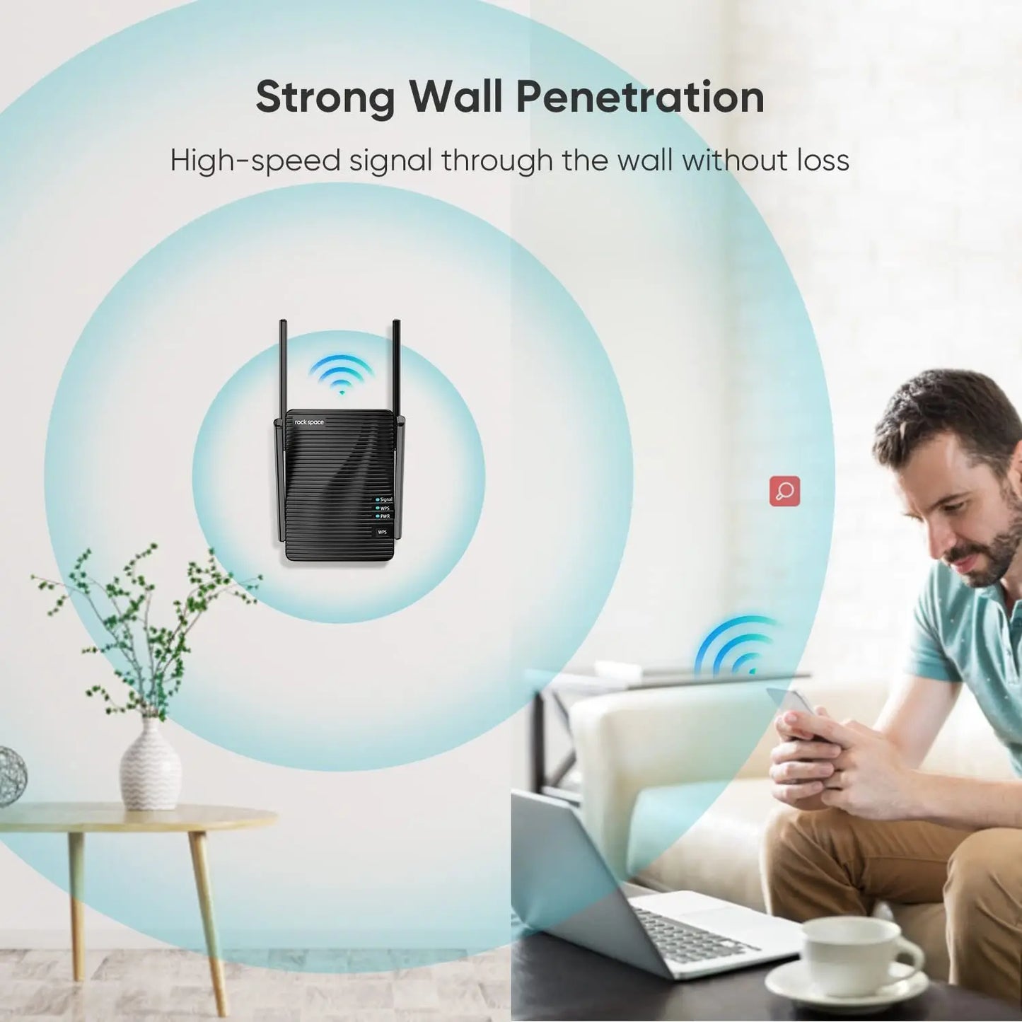 WiFi Extender & Booster 2100 Mbps Dual Band 5G/2.4G Wireless Repeater Gigabit Port Home Use