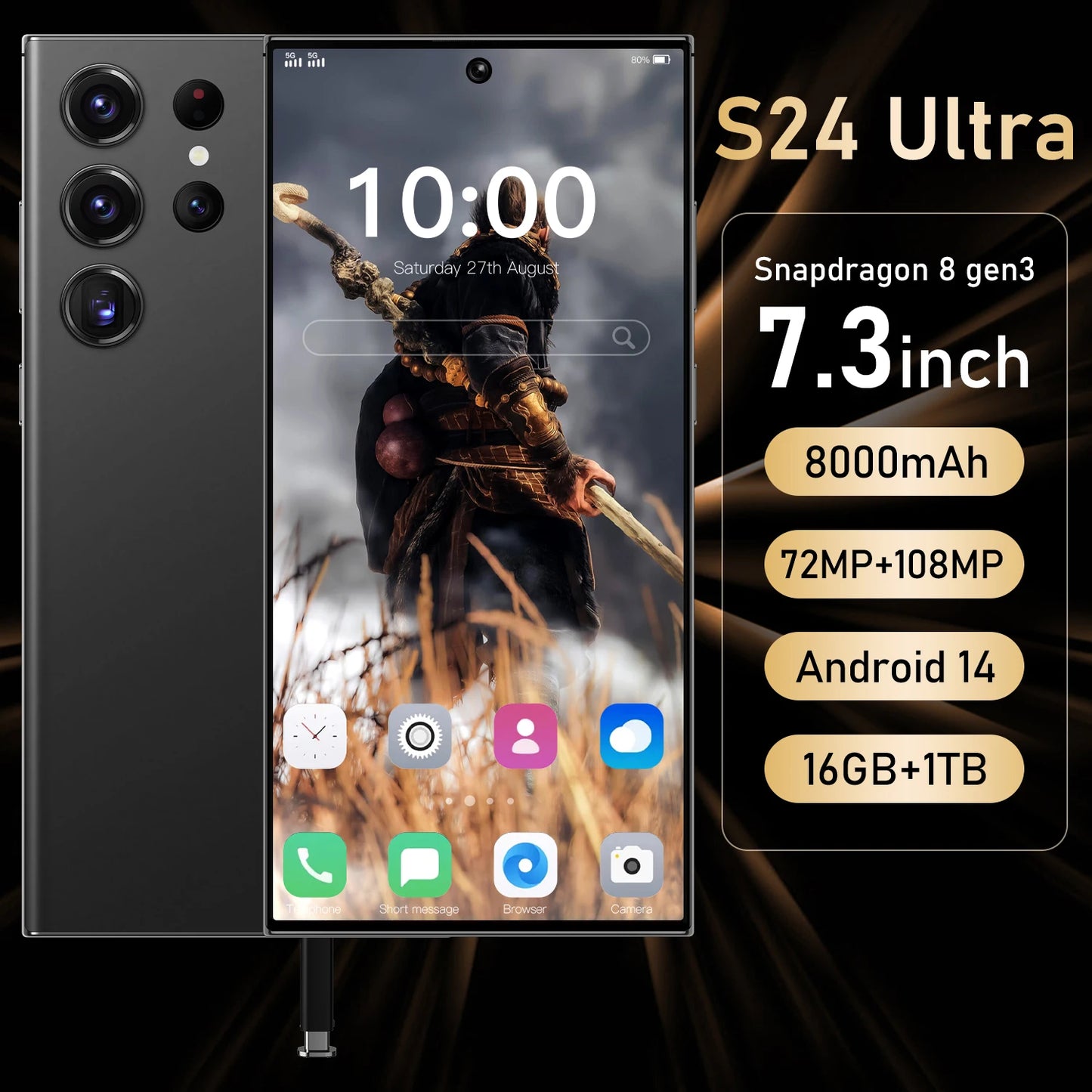 New Release S24 5G Smartphone 3x Optical Zoom 30x Digital Zoom AI Editing for Distant Shots