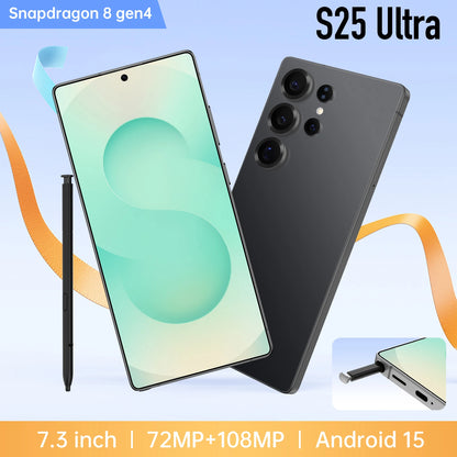 S25 Ultra 5G Smartphone 7-3 Inch Big Screen 12GB+512GB Android 15 Brand New Original OLED LTE 65W Quick Charge