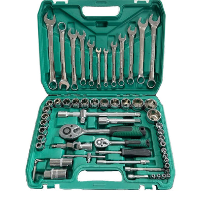 61-Piece CR-V Multi-Functional Car Repair Tool Set 1/4 Inch Drive Socket Ratchet Wrench Chrome Vanadium Steel Extension Rod