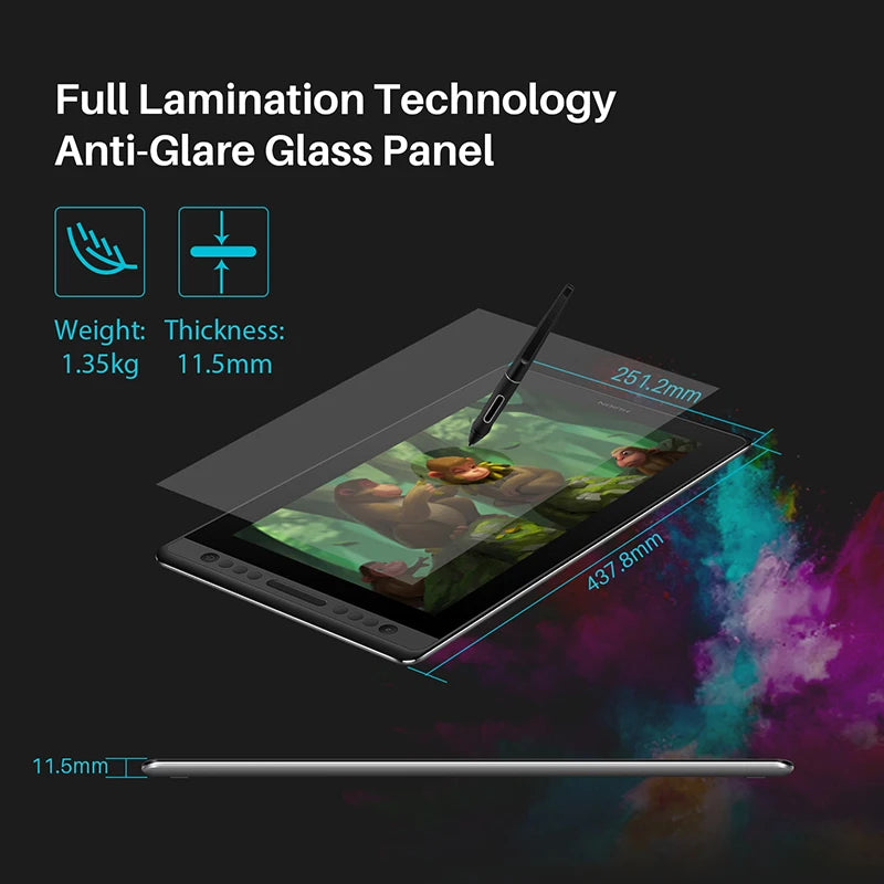 Huion Kamvas Pro 16 15.6 inch Graphic Tablet  Monitor Battery-Free Pen Display Digital Tablet Drawing Monitor with Tilt AG Glass