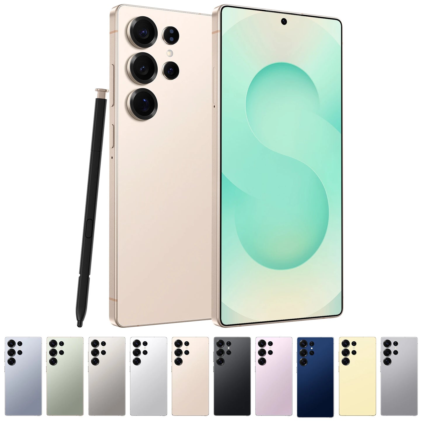 S25Ultra Mobile 100x Digital Zoom 108MP Rear Camera 4K Screen Octa Core 65W for Distant Shooting French Spanish English