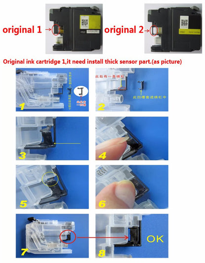 LC38 LC39 LC61 LC65 LC980 LC985 LC990 LC1100 Refillable Ink Cartridge For Brother DCP-J125 185C 195C J315W DCP- J140W/145C/165C