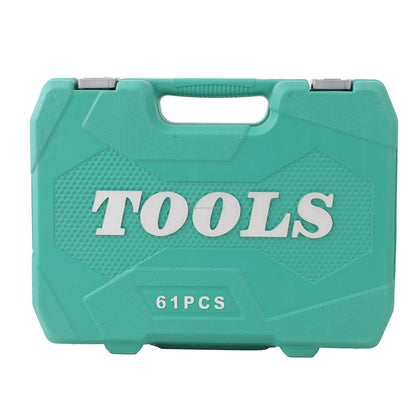 Professional 61-Pcs Car Motorcycle Repair Tool Set High Quality Orange Fast Ratchet Wrenches Home Multi-Function Toolbox-Only
