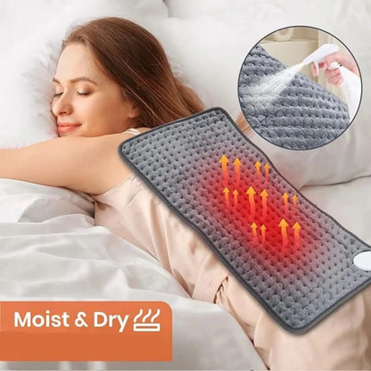 Electric Heating Pad for Back Pain & Period Cramps - 9 Heat/4 Timers, Washable, Moist/Dry, 12x24" (Gift)