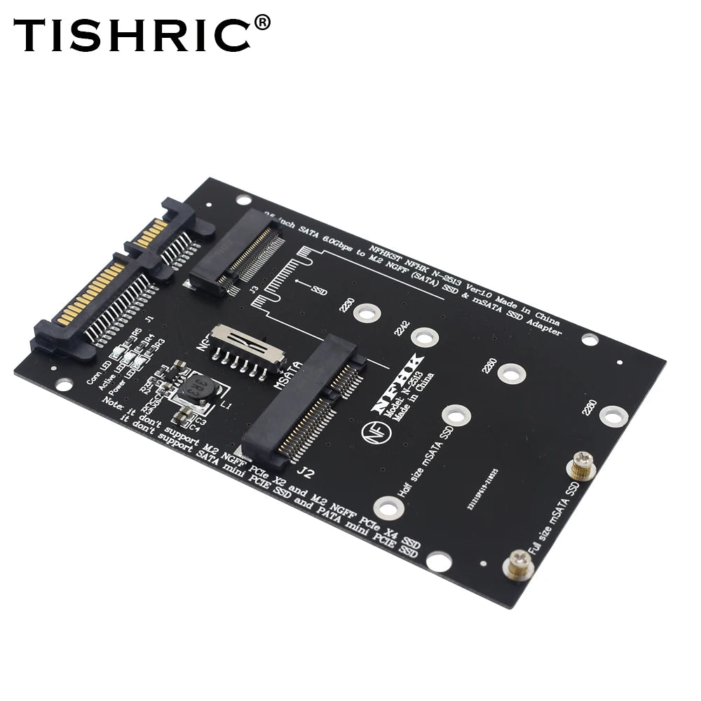 TISHRIC M.2 NGFF MSATA SSD To 2.5 Inch SATA 6.0Gbps 2 In 1 Adapter Converter Card Support PC Laptop Hard Disk Diagram