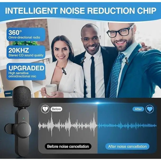 Wireless Lavalier Microphone for  iPhone、Android、Wireless Lavalier Microphone  Professional Recording/ Suitable for Speeches/Ess