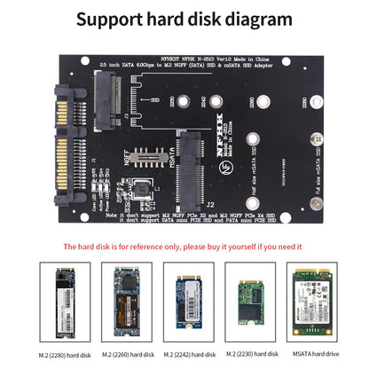 TISHRIC M.2 NGFF MSATA SSD To 2.5 Inch SATA 6.0Gbps 2 In 1 Adapter Converter Card Support PC Laptop Hard Disk Diagram