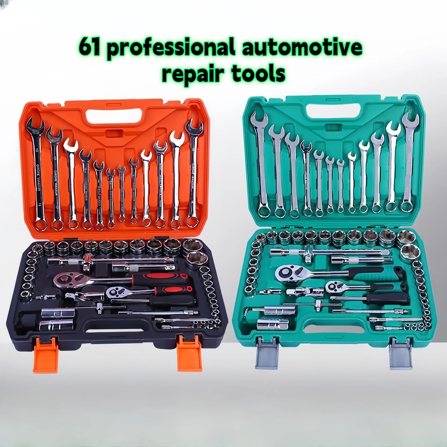 Portable 61pcs Multi-purpose Car Repair Tool Set Includes Ratchet Torque Wrench & Screwdriver Car Bicycle Motorcycle Repair Kit