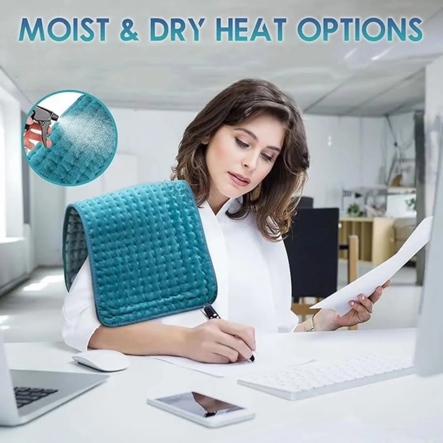 Electric Heating Pad for Back Pain & Period Cramps - 9 Heat/4 Timers, Washable, Moist/Dry, 12x24" (Gift)