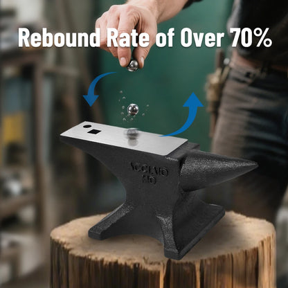 Single Horn Anvil, 25lbs/11kg Cast Steel Anvil, High Hardness Rugged Round Horn Anvil for Blacksmiths, with Stable Base